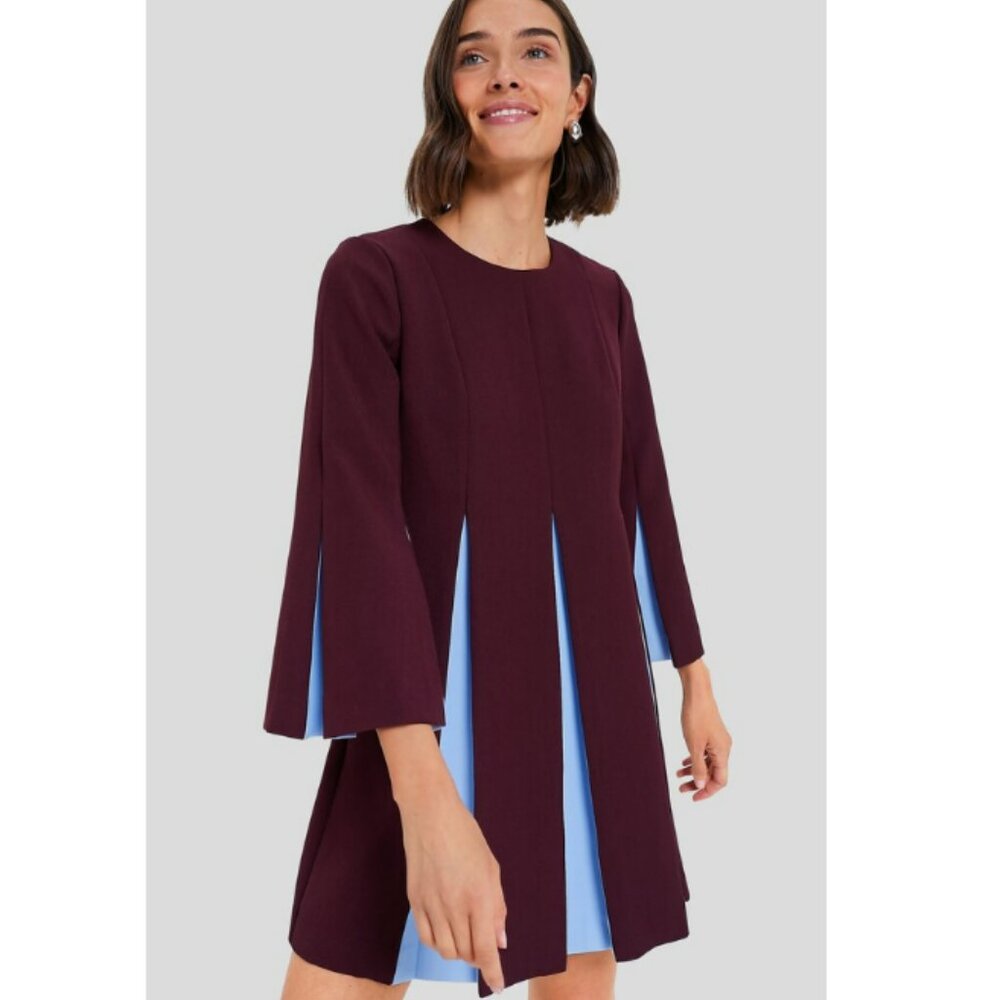 TUCKERNUCK Merlot and Sky Blue Long Sleeve Griffiths Dress Size Large